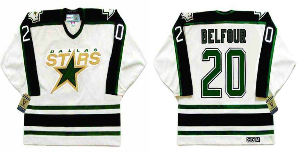 2019 Men Dallas Stars 20 Belfour White CCM NHL jerseys